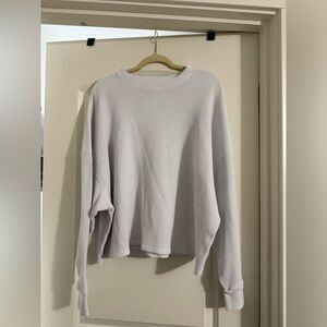 Abercrombie & Fitch Women’s White Waffle Long Sleeve Cropped Top Size L/XL